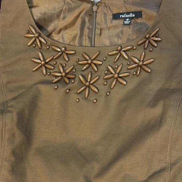 Rafaella Embellished Sleeveless Lined Brown Midi Dress Back Zip Women’s 10 - Picture 8 of 8